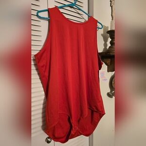 LuLaRoe Red Sleeveless Tank Top with Ruched Hem